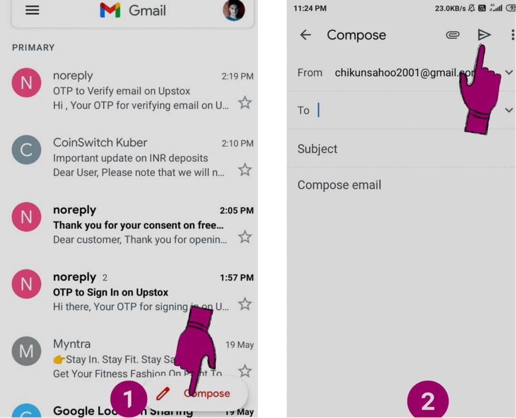 Send email in gmail