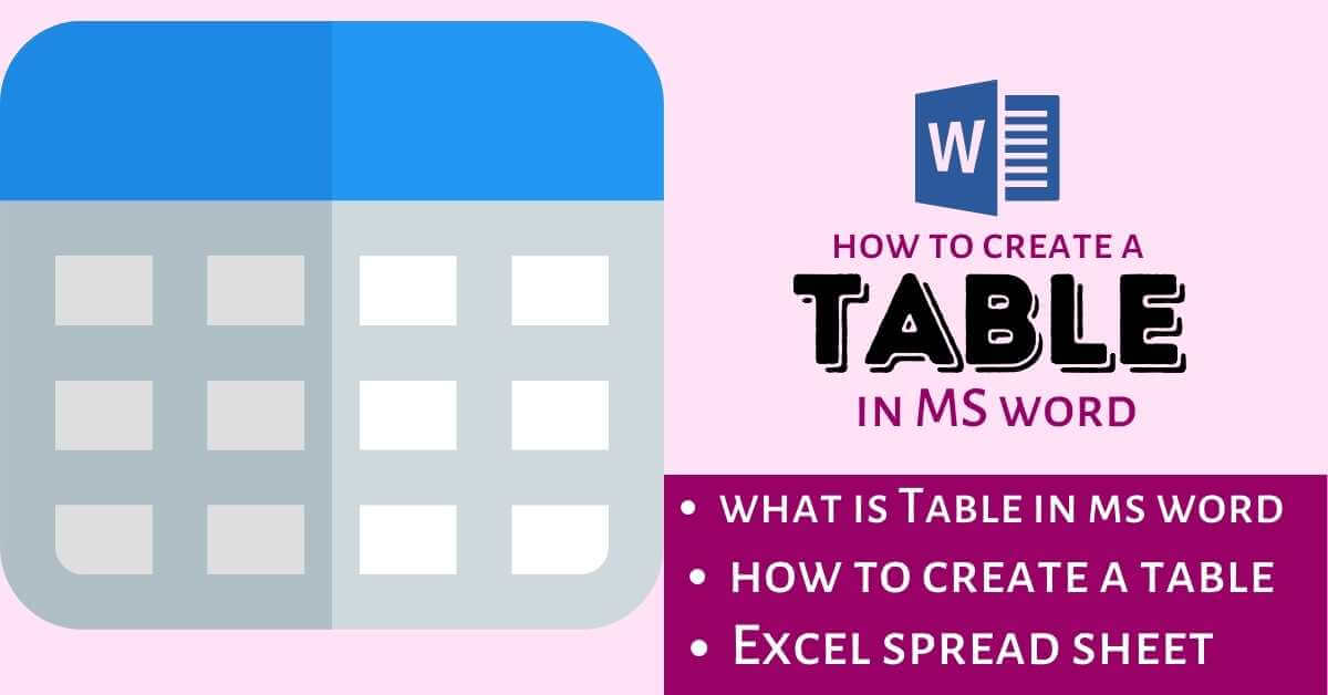 how to create a table in MS word