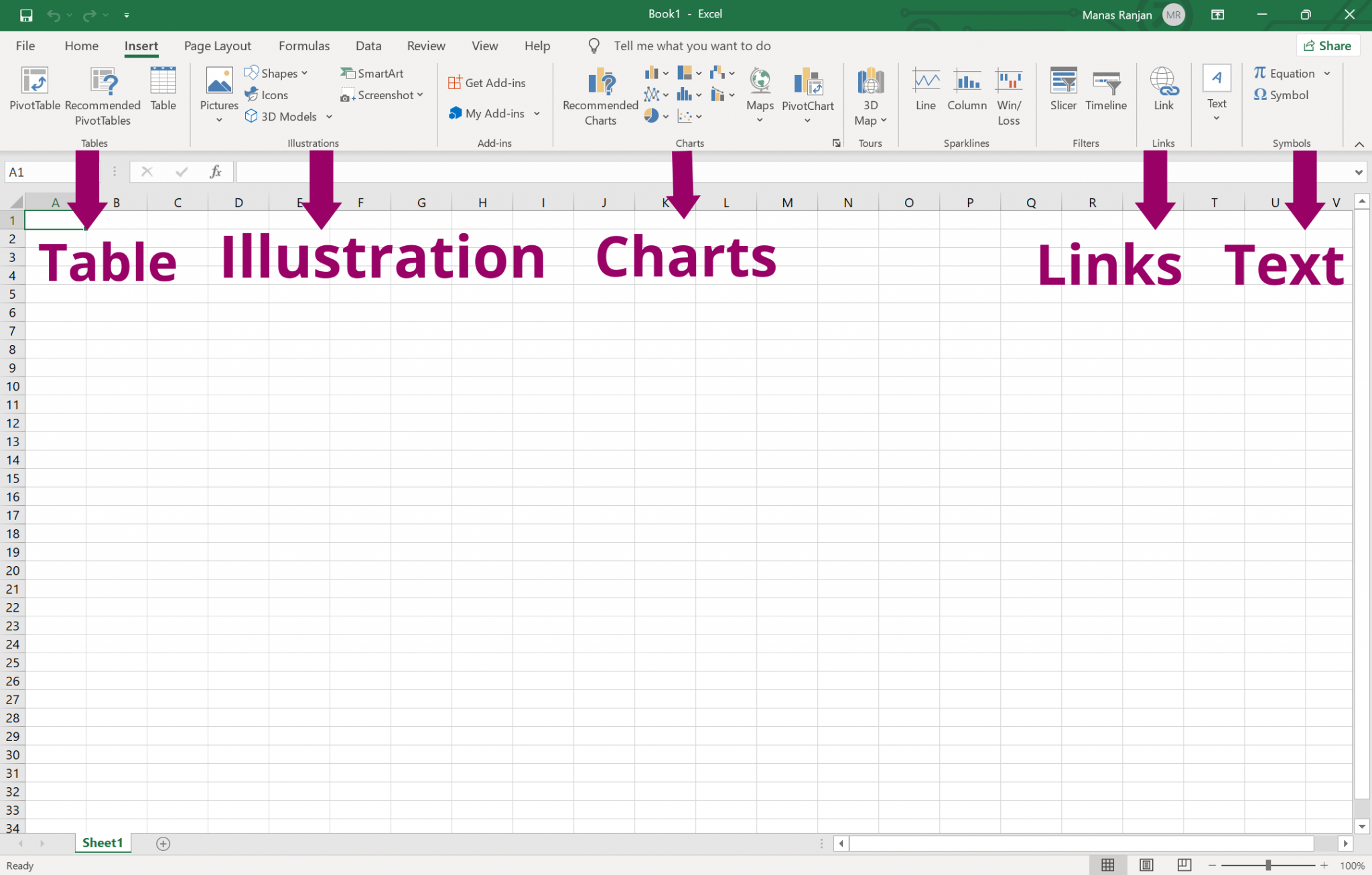 What is the insert tab in Microsoft excel? - COMPUTER SHIKSHA