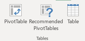 Table group of ms excel
