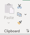 Clipboard group in home tab