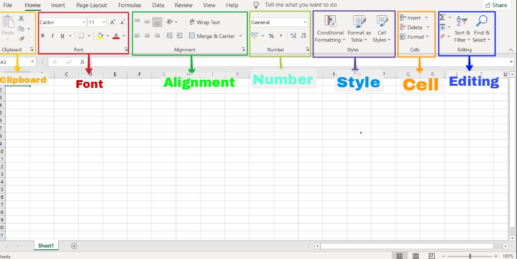 Microsoft Excel Home Tab