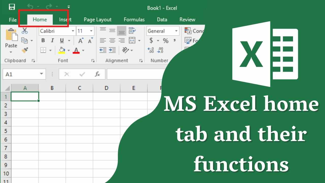 MS excel home tab